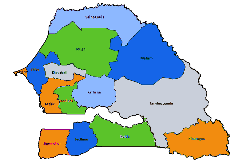 Carte des régions du Sénégal